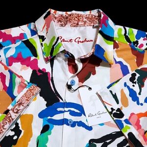NEW Robert Graham Mens Bold Vibrant Abstract Large Multicolor Shirt